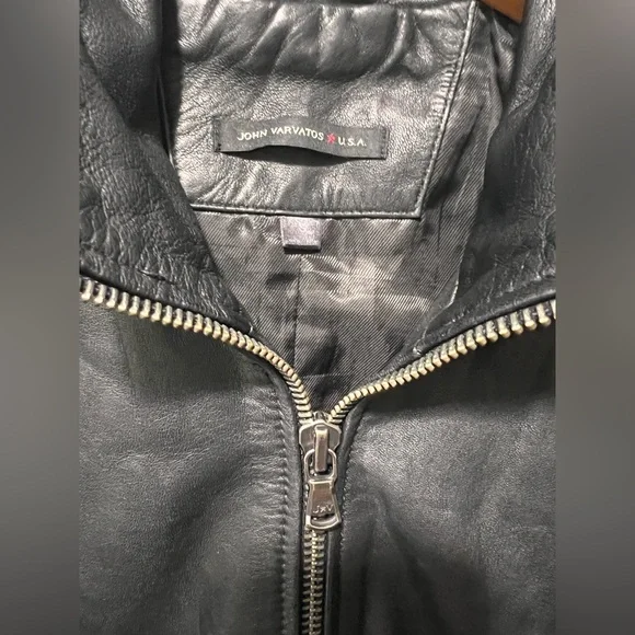 John Varvatos Black Sheepskin Leather Jacket - Men's Small - Soft & Sleek